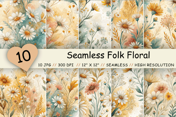 Download Seamless Folk Floral Digital Paper - Premium Resources
