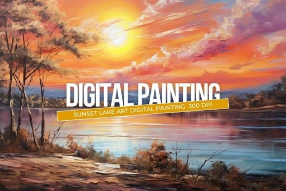 Download Sunset Lake Art Digital Painting - Paint Collection