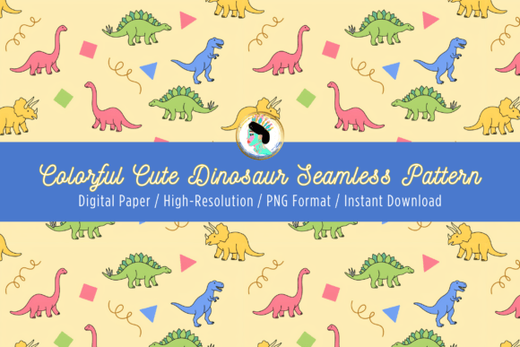 Download Cute Dinosaur Nursery Seamless Pattern - Premium Bundle