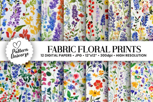 Download Floral Fabric Print Digital Papers - Premium Resources