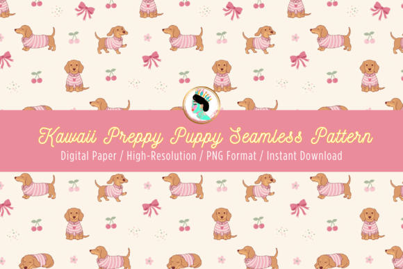 Download Dachshund Bow Coquette Seamless Pattern - Premium Resources