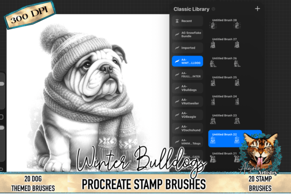 Download Winter Bulldog Procreate Stamp Brushes - Procreate stamp brushes Collection