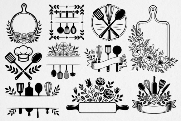 Download Kitchen Monogram SVG Bundle Cooking SVG - Monogram Collection