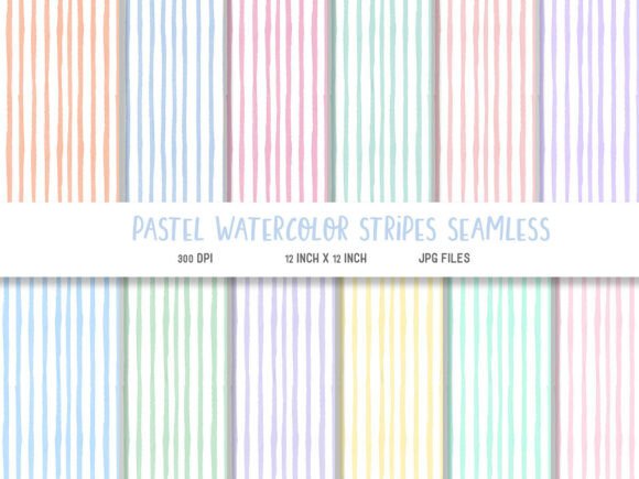 Download Pastel Watercolor Stripes Digital Paper - Premium Resources