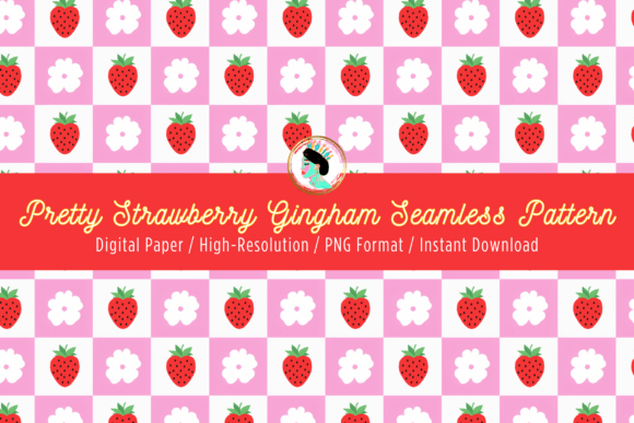Download Strawberry Gingham Seamless Pattern PNG - Premium Bundle