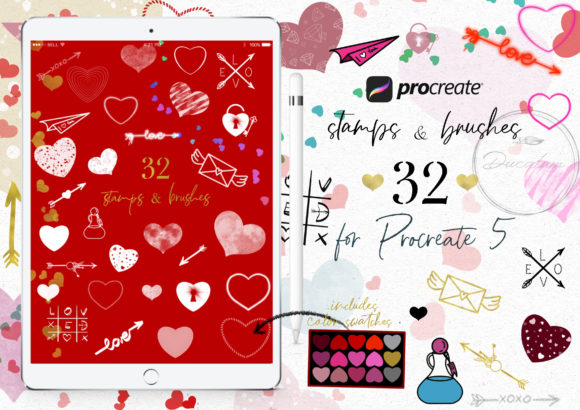 Download Wedding Hearts Procreate Stamp Brushes - Procreate stamp brushes Collection